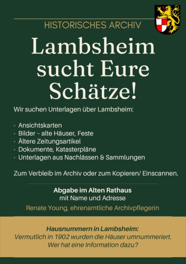 Social Media Aufruf Lambsheim sucht eure Schätze